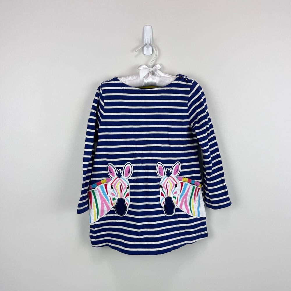 Mini Boden Zebra Applique Pocket Tunic Dress 2-3